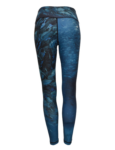 Scuba Jacks surfing and diving beach leggings offer sun protection, perfect for a day at the beach or on the ocean.  Back View.