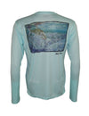 Wear this bonefish sun protection fishing shirt for UPF50 solar performance. Back view.