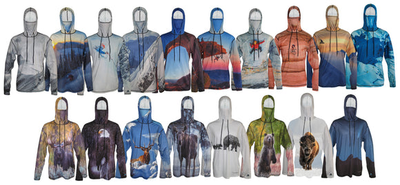 Lightweight Mountain Graphic Hoodies Sun Protective Outdoor Clothing