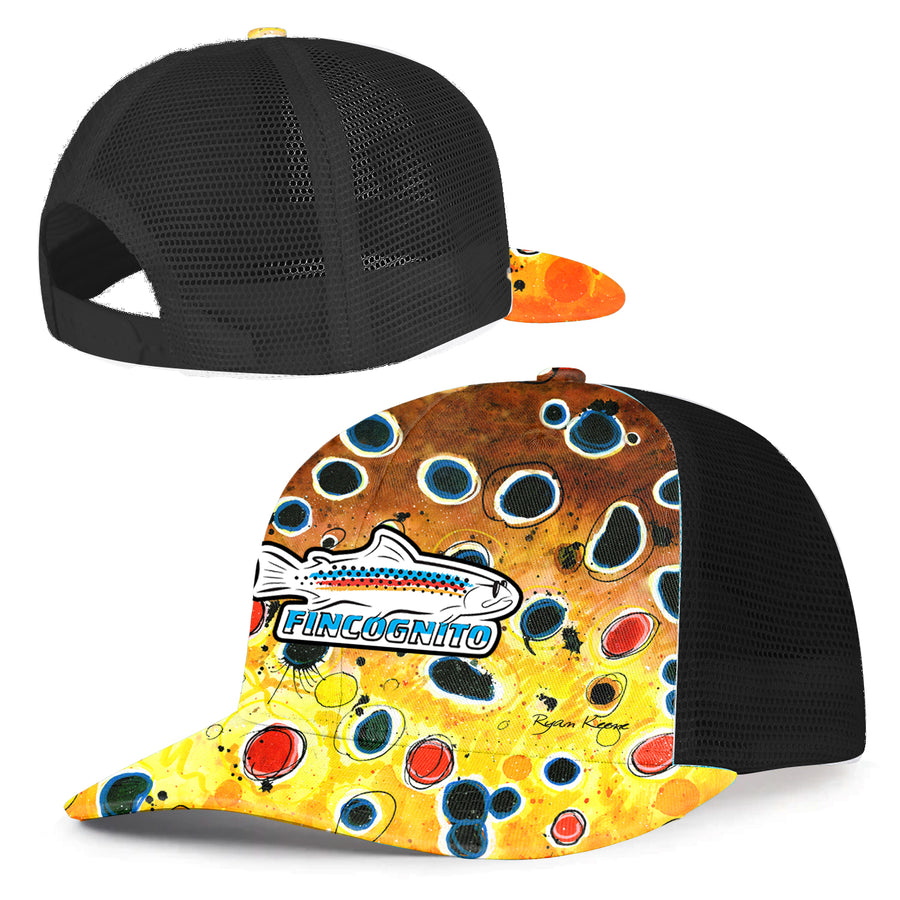 Brown Trout2 Fish Print Patterned Trucker Hat