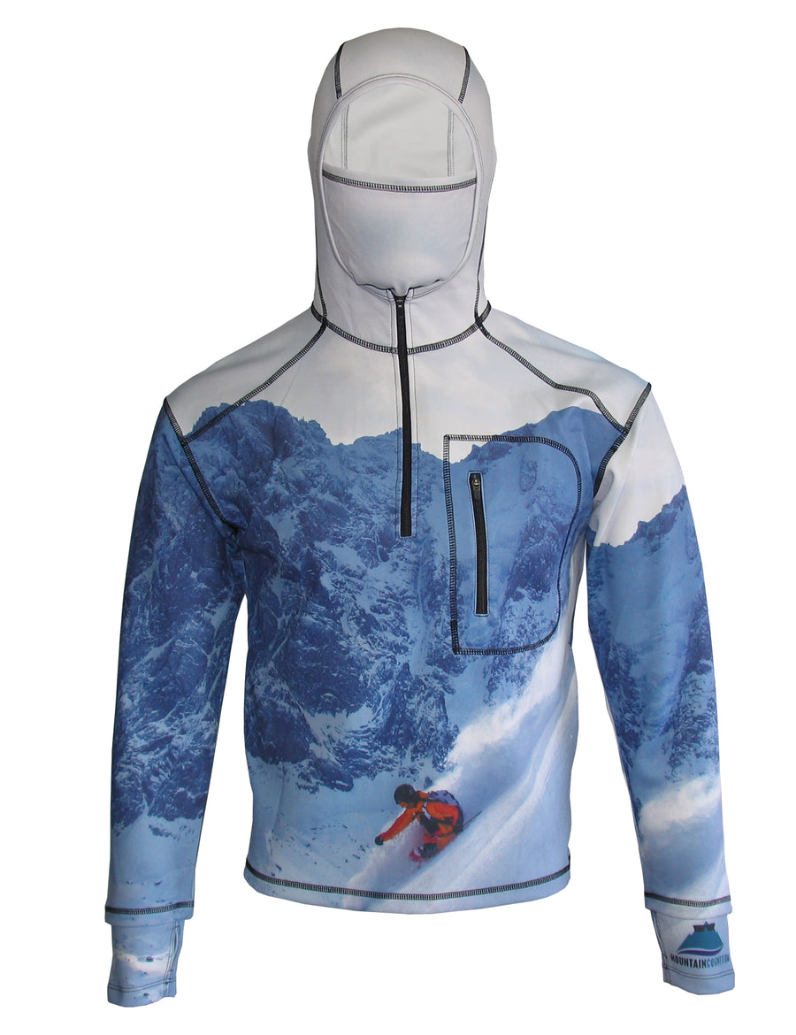 Heavyweight 1/4 Zip FlexShell Graphic Mountain Hoodies