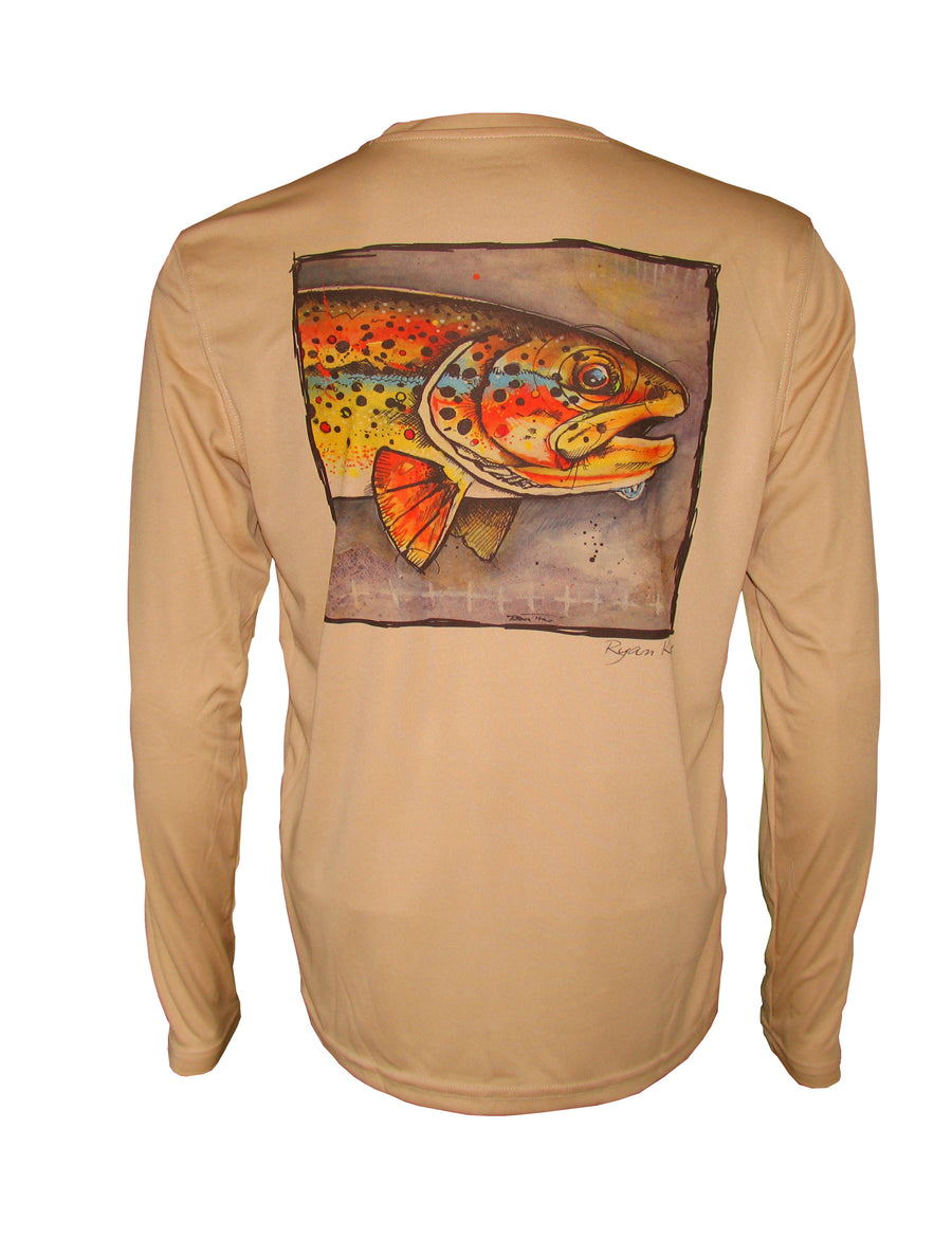 Men's Sun Protective Fishing Shirt Rainbow Trout Columbia Blue T-Shirt -  Cognito Brands, Inc.