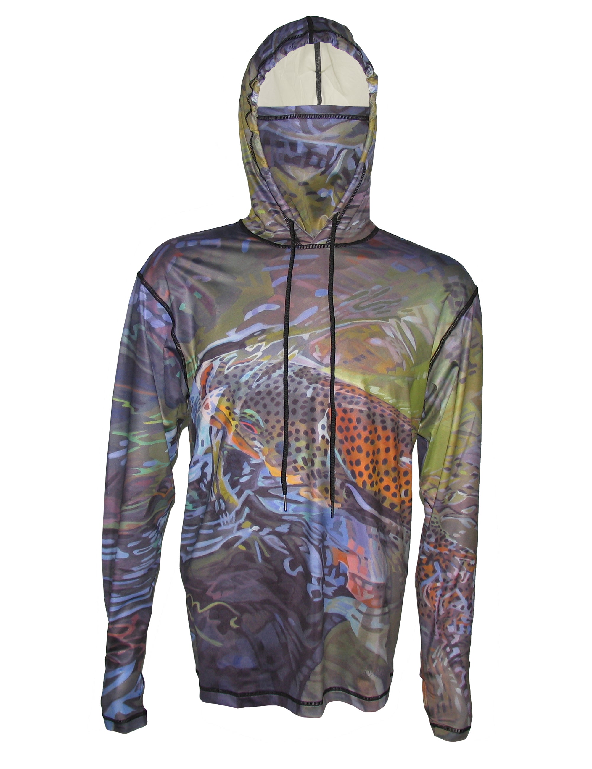 Green Brown Graphic Fishing Hoodie Fly Fishing Apparel - Cognito