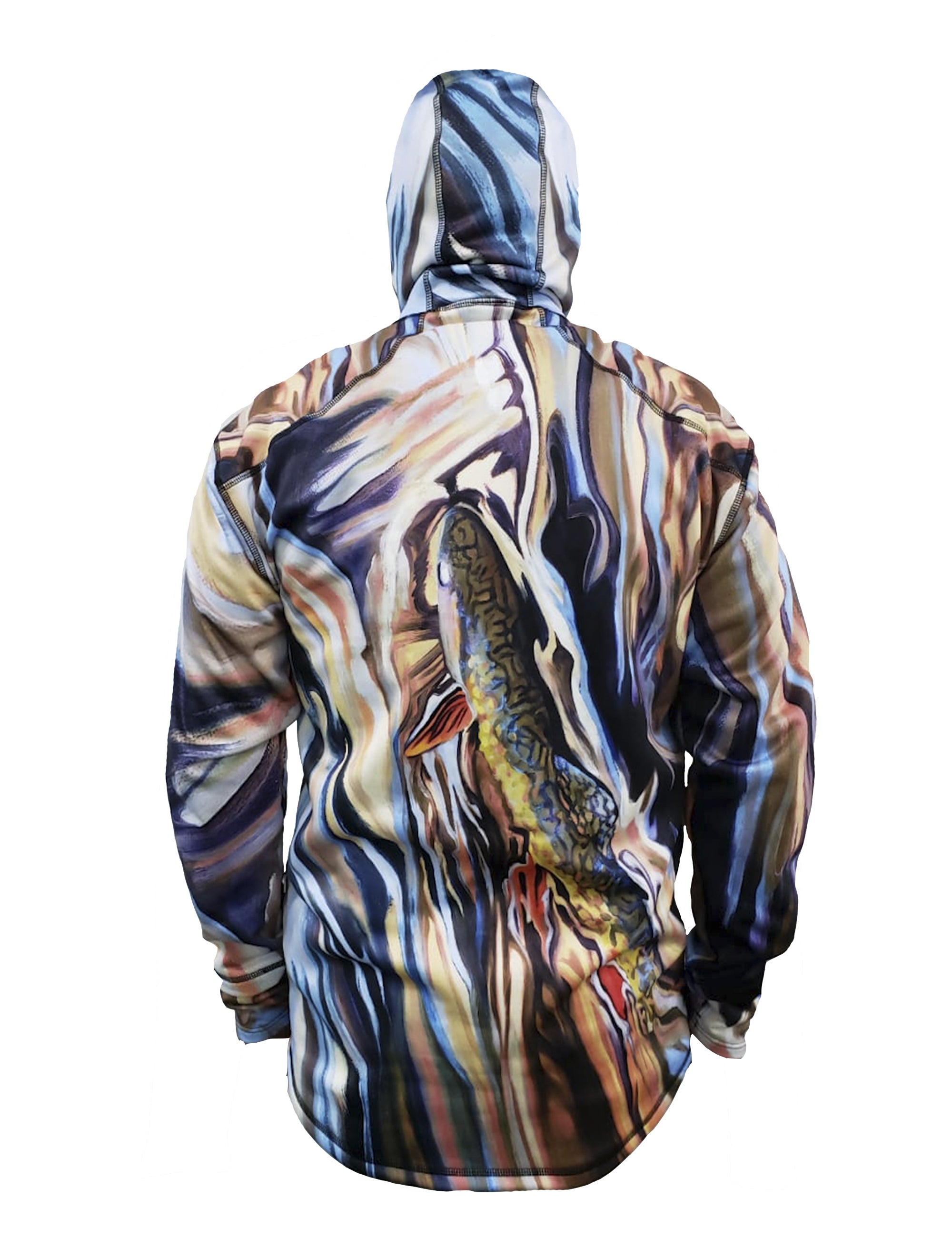 Fincognito Flexshell Hoodie 1/4-Zip UGV Brook Trout Fish Print Fly Fishing