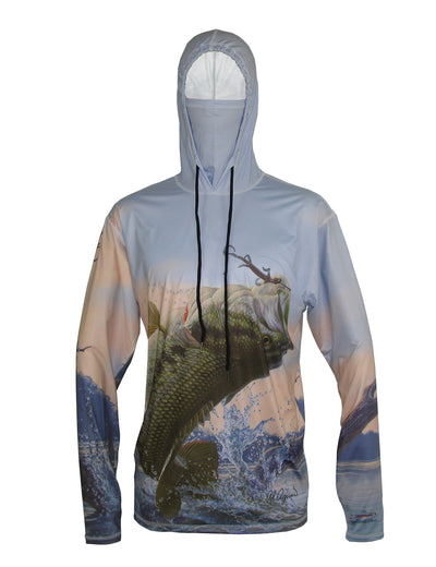 Bass Graphic Fishing Hoodie Sun Protective fly fishing apparel