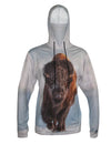 Bison graphic wildlife sun protective hoodie.  Wear an image from Yellowstone National Park.