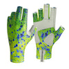 These dorado print sun gloves offer UPF50 sun protection.  Great for salt water fishing, ocean fishing, and lake fishing.  Along with fly fishing and spin casting, these are great for hiking, mountain biking, kayaking, and other outdoor activities.