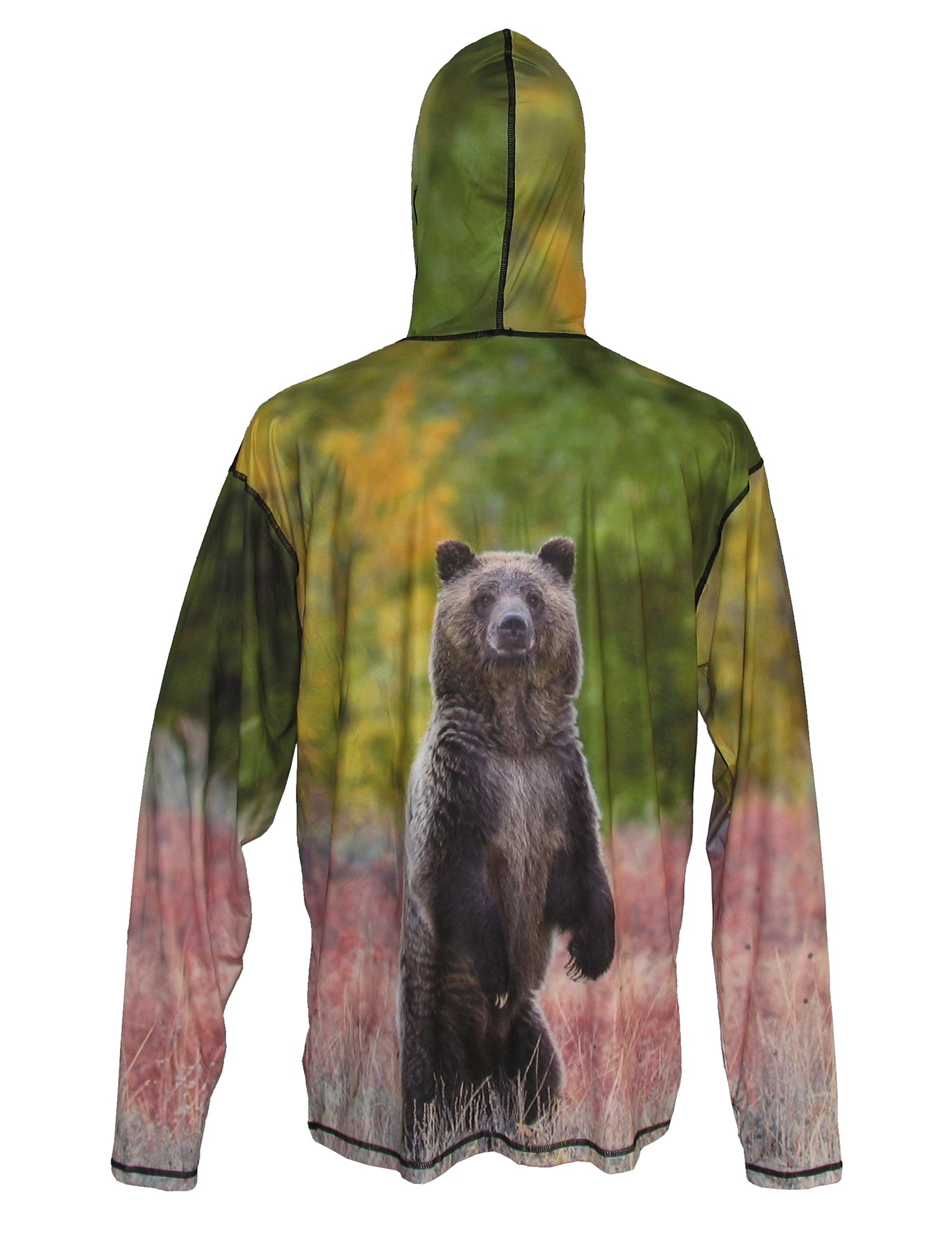 Grizzly Bear Sun Protective Wildlife Graphic Hoodie Hiking Clothing