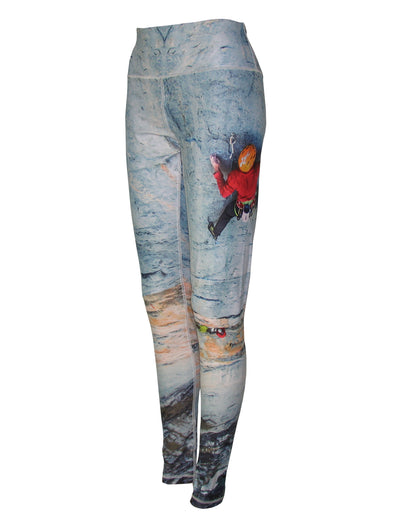 Big Wall mountain image on a graphic yoga legging. Great for climbing, skiing, snowboarding, base layer, winter sports.