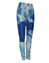 Making Tracks mountain image on a graphic yoga legging. Great for climbing, skiing, snowboarding, base layer, winter sports.