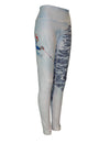 Pow mountain image on a graphic yoga legging. Great for climbing, skiing, snowboarding, base layer, winter sports. Back view