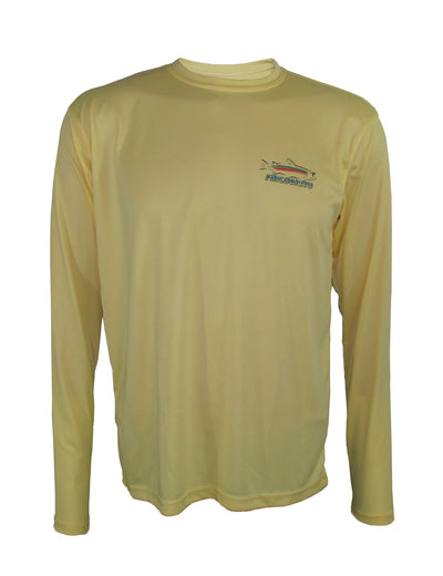 Men's Sun Protective Fishing Shirt Pale Yellow/Brown Trout