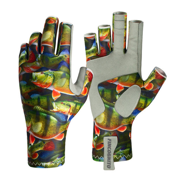 Fin-Flank Peacock Bass Sun Gloves Fish Print Accessories and