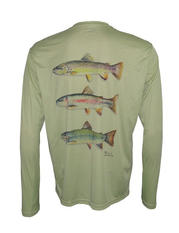 Men's Sun Protective Fishing Shirt Rainbow Trout Grey T-Shirt