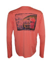 Wear this "Rainbow Reflections" rainbow trout sun protection fishing shirt for UPF50 solar performance. Back view.