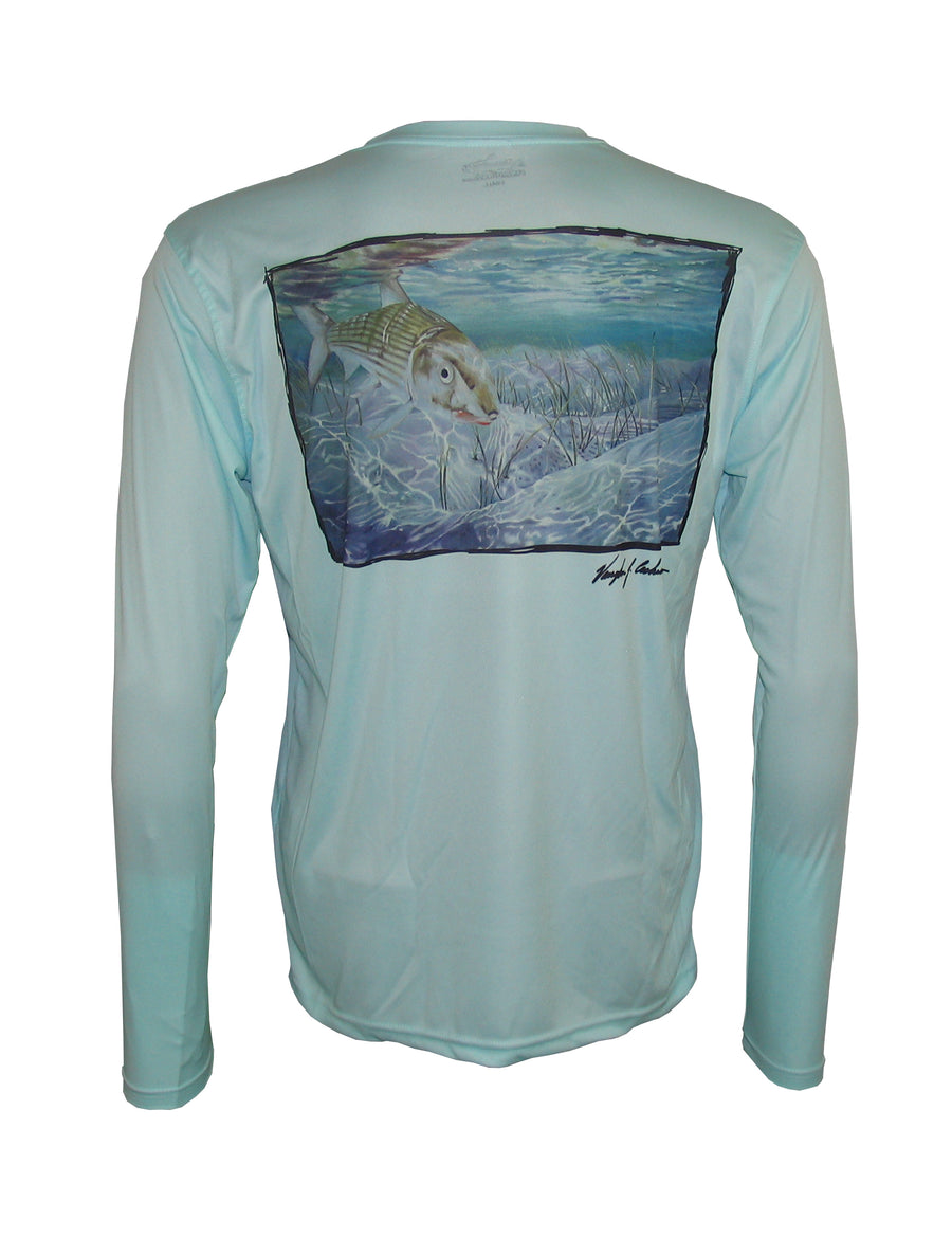 Men's Sun Protective Fishing Shirt Rainbow Trout Columbia Blue T