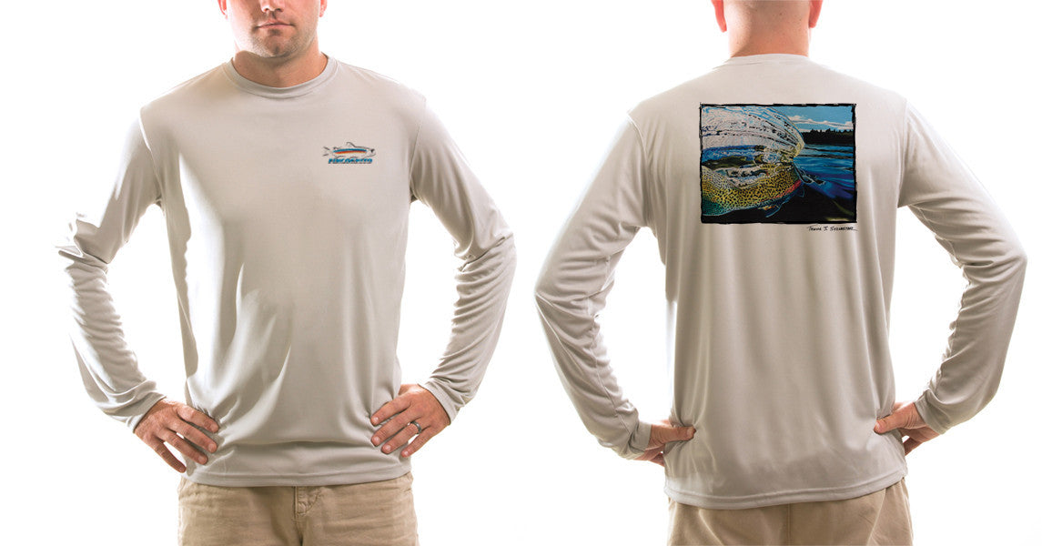 Men's Sun Protective Fishing Shirt Rainbow Trout Grey T-Shirt - Cognito  Brands, Inc.