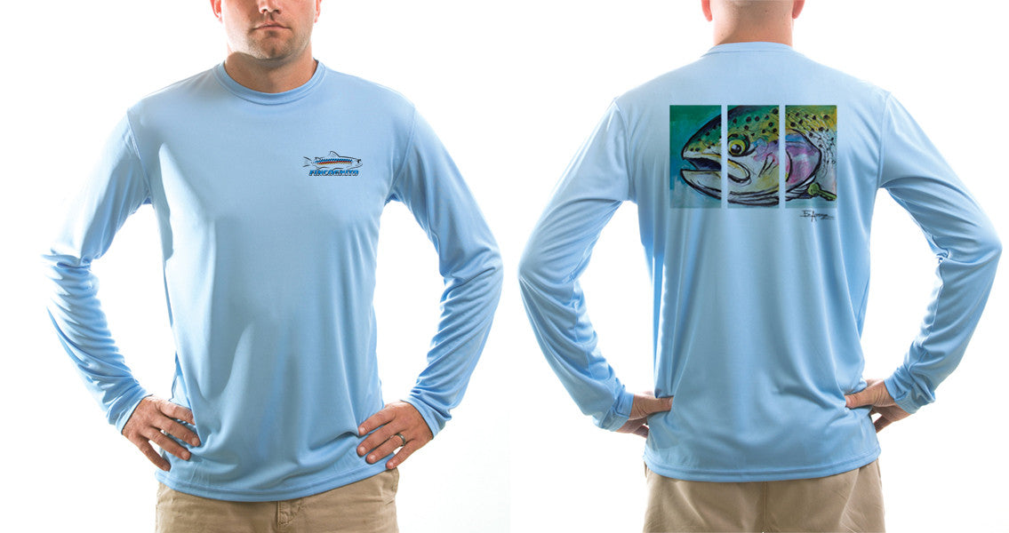 Men's Sun Protective Fishing Shirt Rainbow Trout Columbia Blue T-Shirt -  Cognito Brands, Inc.