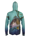 Walleye sun protective graphic fishing hoodie back