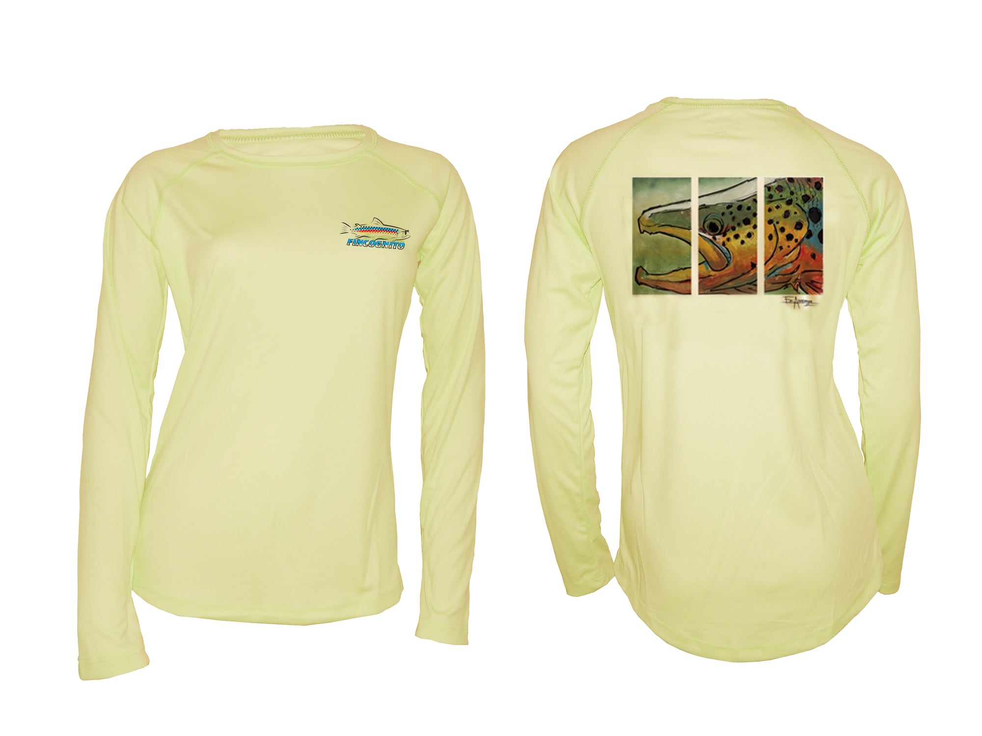 Women's Colored Brown/Yellow Solar Performance L/S Fishing T Shirt